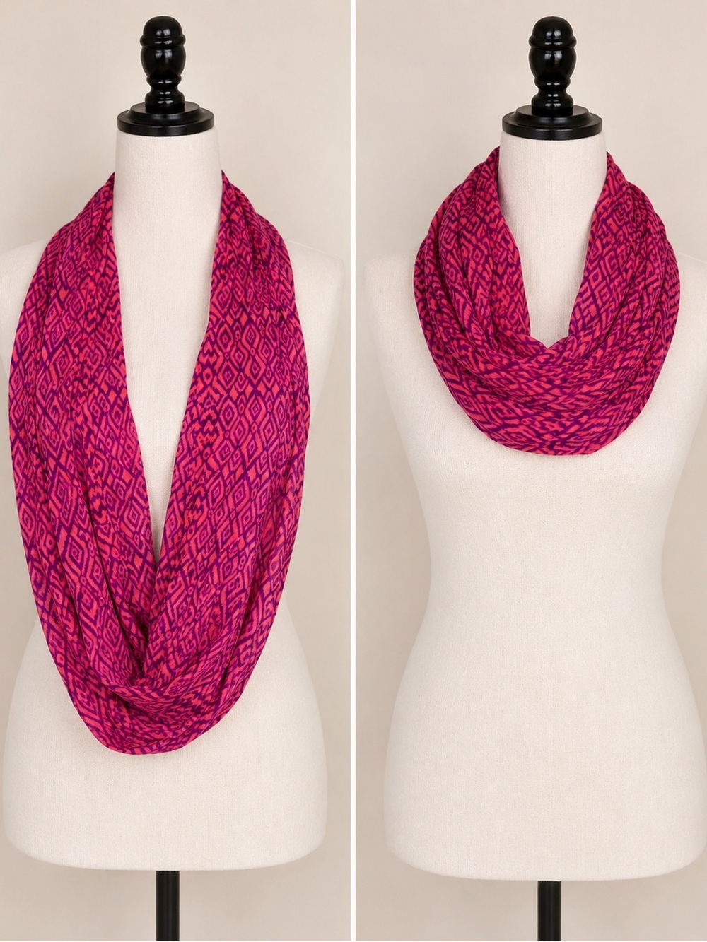 American Eagle Pink Geometric Infinity Scarf Boho Lightweight Loop